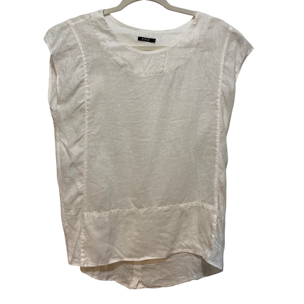 White linen cap sleeve‎ tunic top Fairy cottagecore flowy small lightweight